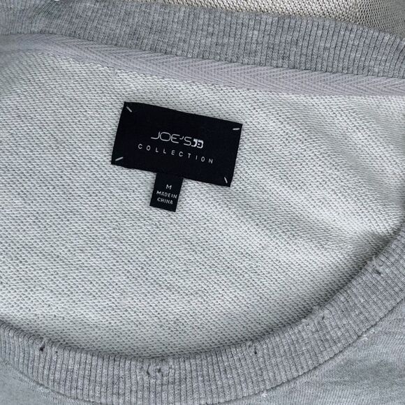 Joe's Jeans Sweatshirt sz M * Distressed Zipper Back Heather Gray Destructed - Picture 4 of 5